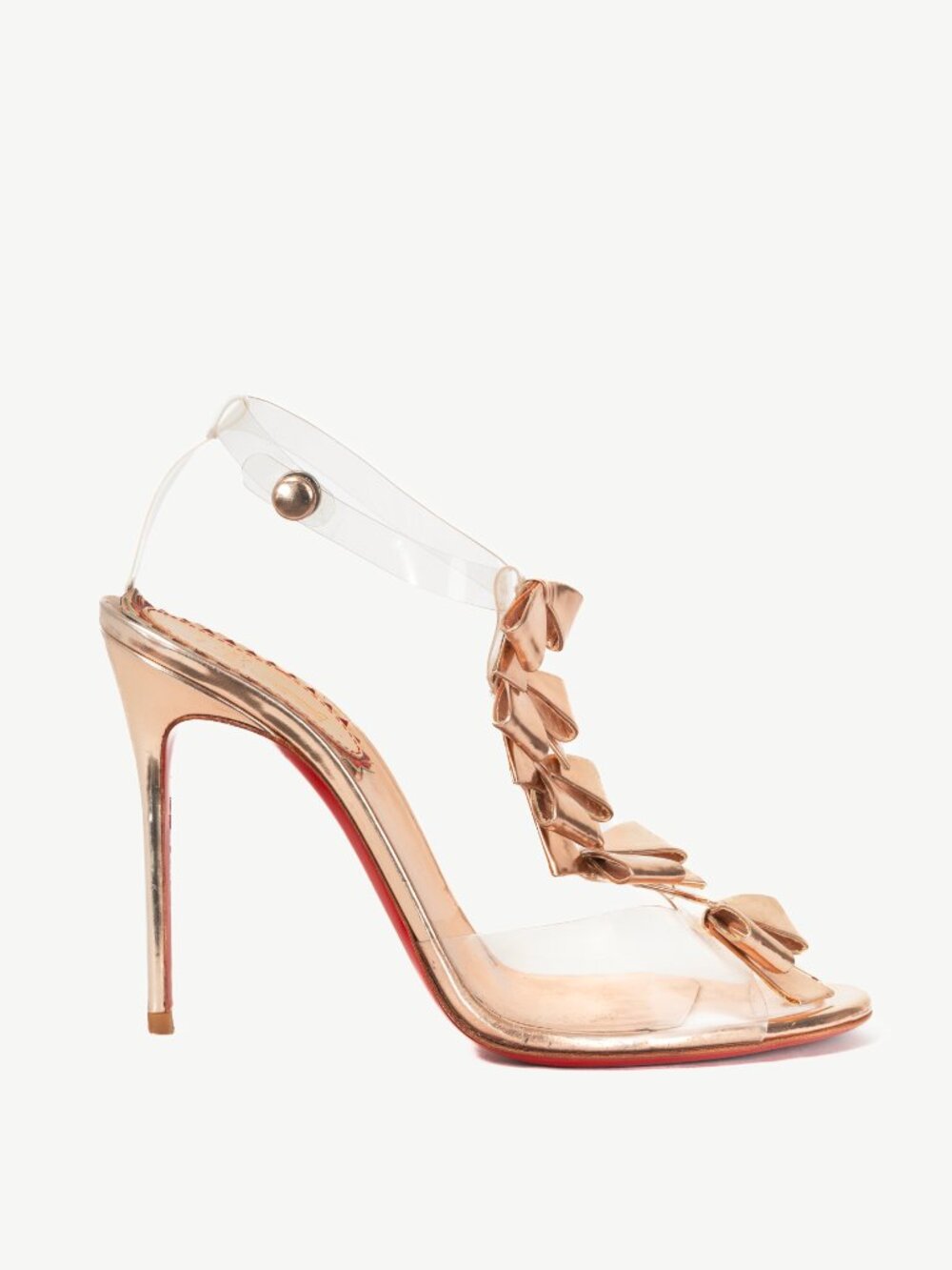 Christian Louboutin 20 Ans Bow Bow 100 Nude Specchio Calf & PVC Sandals